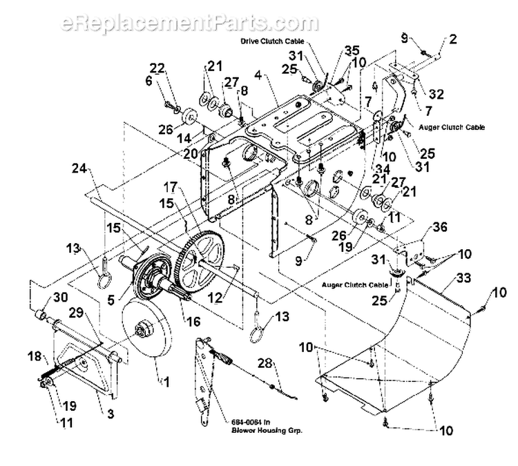 Page C Diagram and Parts List for 316E633E701 1996 Yard Man Snow Blower